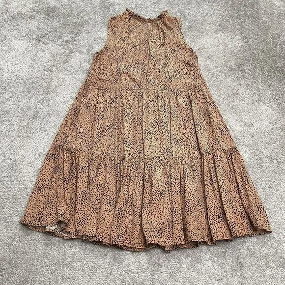 Old Navy Leopard A-Line Relaxed Midi Dress Womens Medium Brown Sleeveless Boho - Picture 2 of 13
